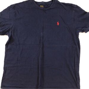 Ralph Lauren Men's Navy Blue T-Shirt Red Embroidered Polo Horse Medium